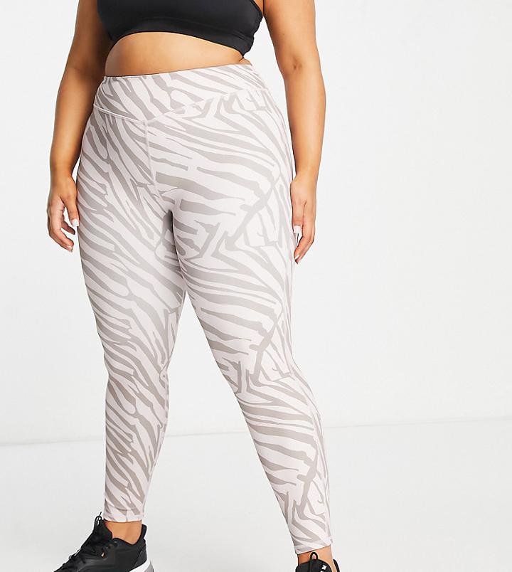 South Beach Plus High Waisted Leggings In Mink Animal Print-multi