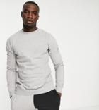 Threadbare Tall Crew Neck Sweatshirt In Light Gray