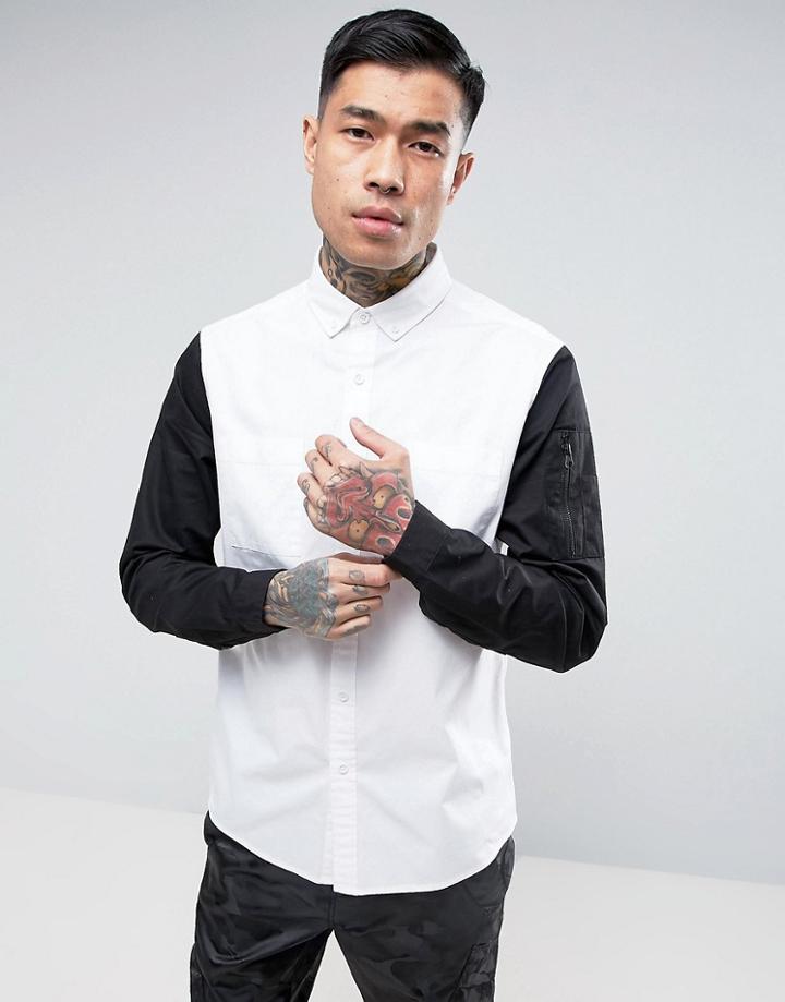 Asos Regular Fit Shirt In White With Sleeve Pocket - White