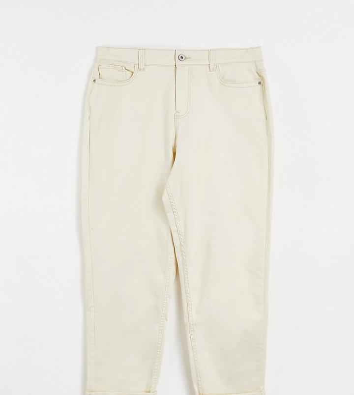 Simply Be Organic Cotton Blend Boyfriend Jeans In Ecru-white