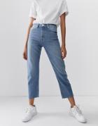 Asos Design Recycled Florence Authentic Straight Leg Jeans In French Blue Wash
