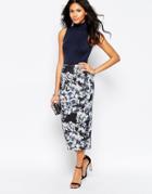 Motel Ripple Skirt In Floral Print - Floral Gray