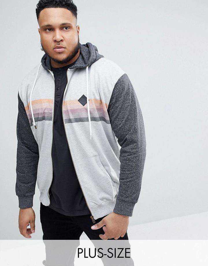 Replika Plus Hoodie With Chest Stripe And Contrast Sleeves - Gray