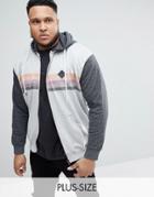 Replika Plus Hoodie With Chest Stripe And Contrast Sleeves - Gray