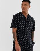 Nicce Two-piece Shirt With All Over Logo Print-black