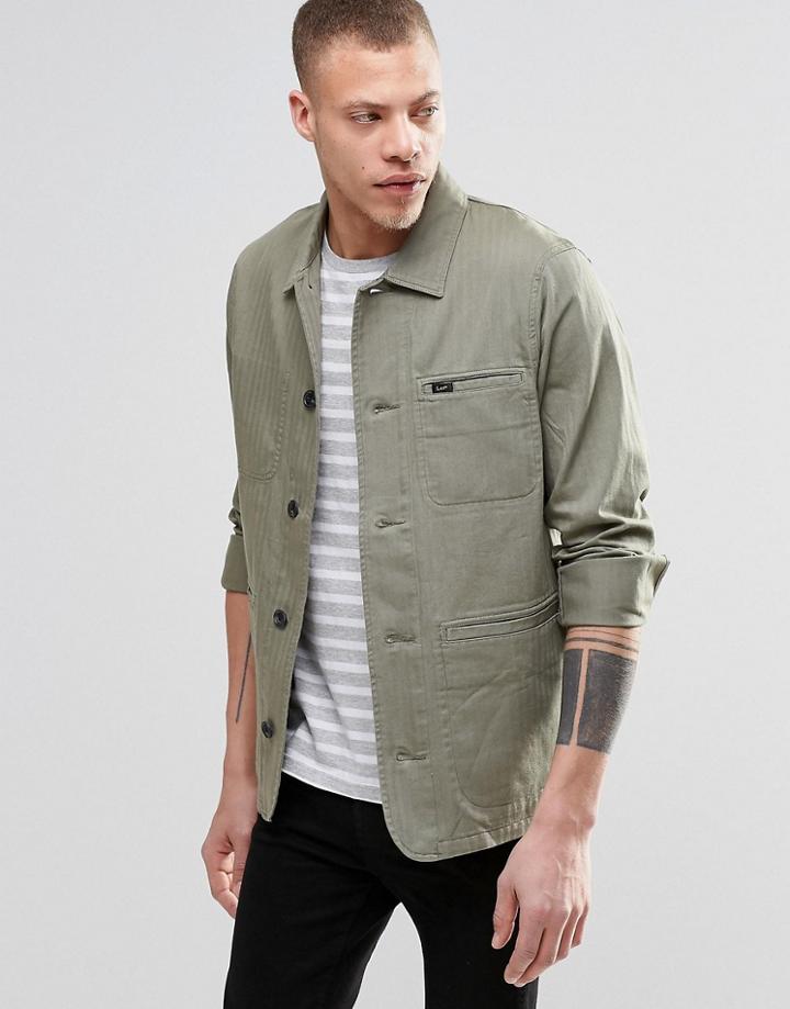 Lee Slim Herringbone Worker Jacket - Vetiver Green