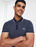 Jack & Jones Core Tipped Polo With Rubber Logo In Navy