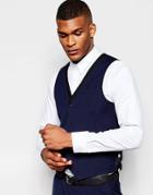 Asos Slim Vest In Contrast Details - Navy