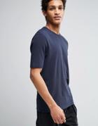 Selected Homme T-shirt In Textured Waffle - Blue