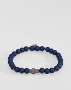 Icon Brand Navy Beaded Bracelet With Cross Exclusive To Asos - Blue