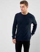 Abercrombie & Fitch Crew Neck Sweater Cable Knit In Navy - Navy
