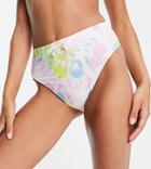 Missguided High Waist Bikini Bottom In White Tie Dye