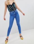 New Look Jenny Fray Hem Skinny Jean - Blue