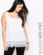 New Look Plus Broderie Hem Tank - White