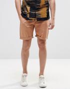 Asos Slim Chino Shorts In Beige - Indian Tan