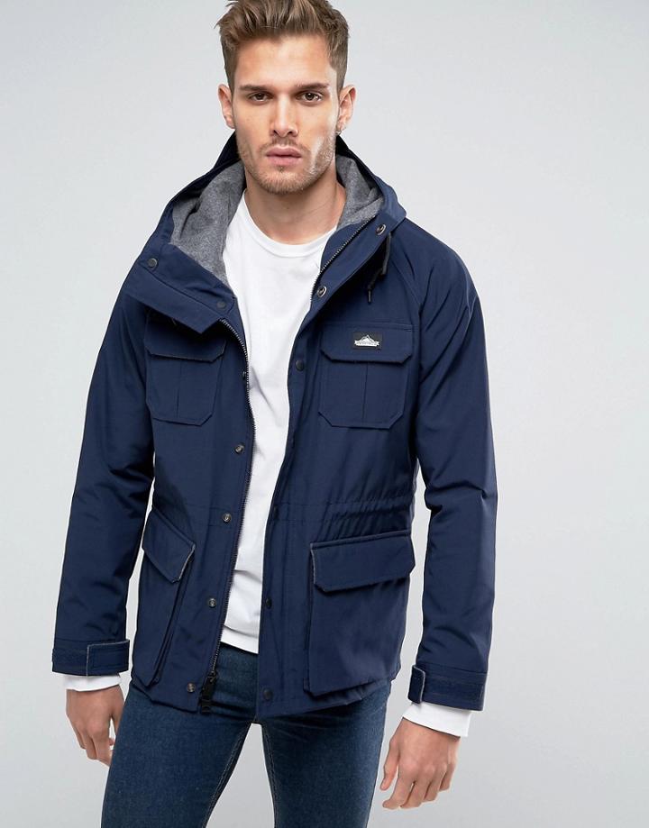 Penfield Kasson Parka Jacket Hooded Fleece Lined In Navy - Navy