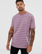 Asos Design Relaxed T-shirt With Retro Purple Stipes - Multi