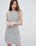 Vero Moda Check Skater Dress With Cut Out - White