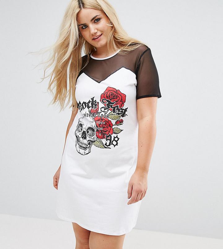 Pink Clove Mesh Overlay T-shirt Dress - Black