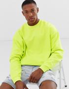 Asos Design Overized Sweatshirt In Pale Lime-green