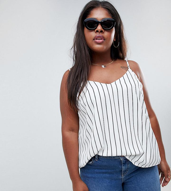 Asos Design Curve Swing Cami With Double Layer In Stripe - Multi