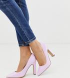 New Look Wide Fit Patent Block Heel Pumps In Lilac - Purple