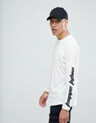 Night Addict Long Sleeve T-shirt With Sleeve Print - White
