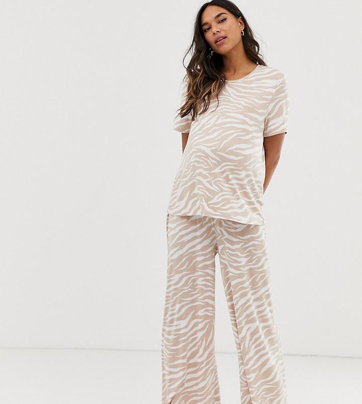 Asos Design Maternity Animal T-shirt And Pants Pyjama Set - Multi