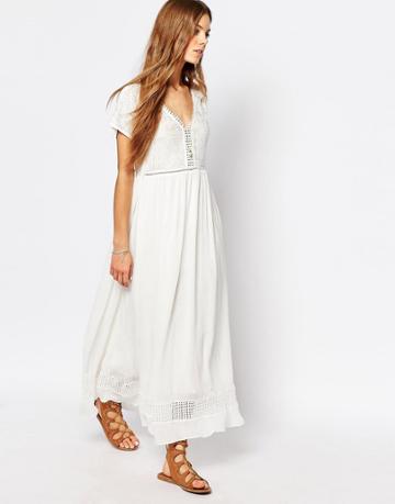 Suncoo Maxi Dress In White - 01 Blanc Casse