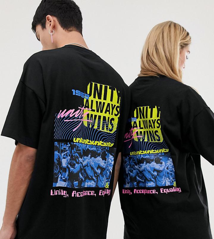 Asos Design X Glaad & Unisex Relaxed T-shirt With Photographic Back Print - Black