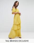 Ttya Black Off Shoulder Pleated Ruffle Maxi Dress - Purple