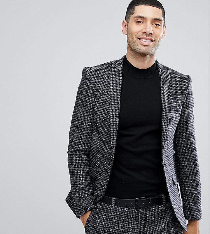 Heart & Dagger Super Skinny Suit Jacket In Dogstooth Fleck - Gray