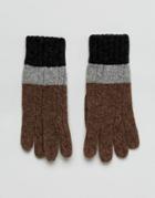 Vincent Pradier Cable Knit Color Block Gloves - Multi