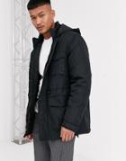 Asos Design Hooded Parka With Detachable Faux Fur Trim In Black