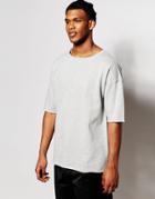 Asos Longline Oversized Sweatshirt With Raw Edges In Gray Marl - Gray Marl
