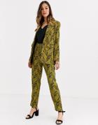 Liquorish Suit Pants Two-piece In Gold And Black Abstract Print-multi