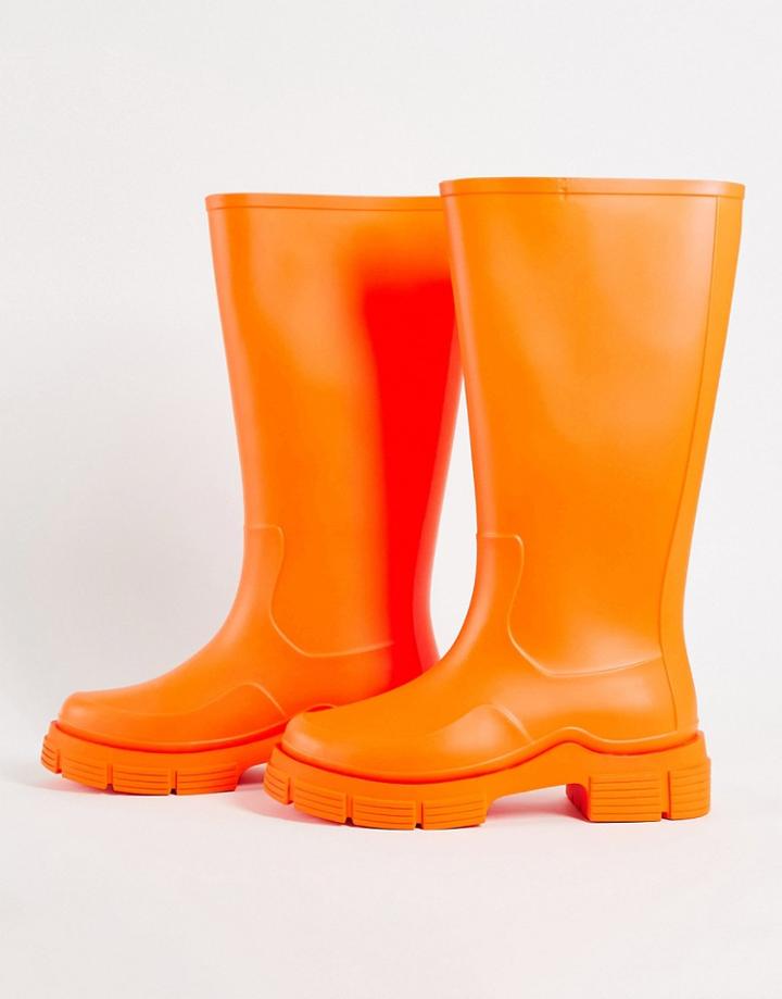 Asos Design Wellington Boot In Orange