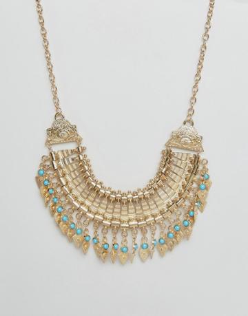 Ruby Rocks Statement Festival Necklace - Gold