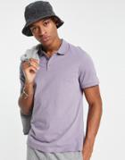 Asos Design Jersey Polo In Washed Purple