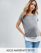 Asos Maternity Petite Nursing T-shirt With Double Layer - Gray