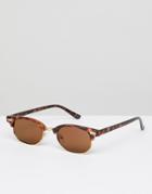 Asos Design Angled Retro Sunglasses In Tort - Brown