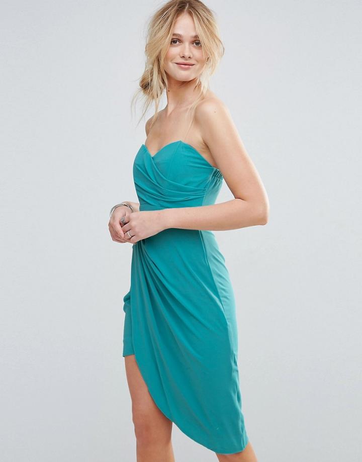 Tfnc Bandeau Ruched Front Bridesmaid Dress - Blue
