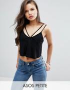 Asos Petite The Ultimate Crop Cami With Caging Detail - Black