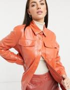 Heartbreak Pu Shirt Set In Burnt Orange
