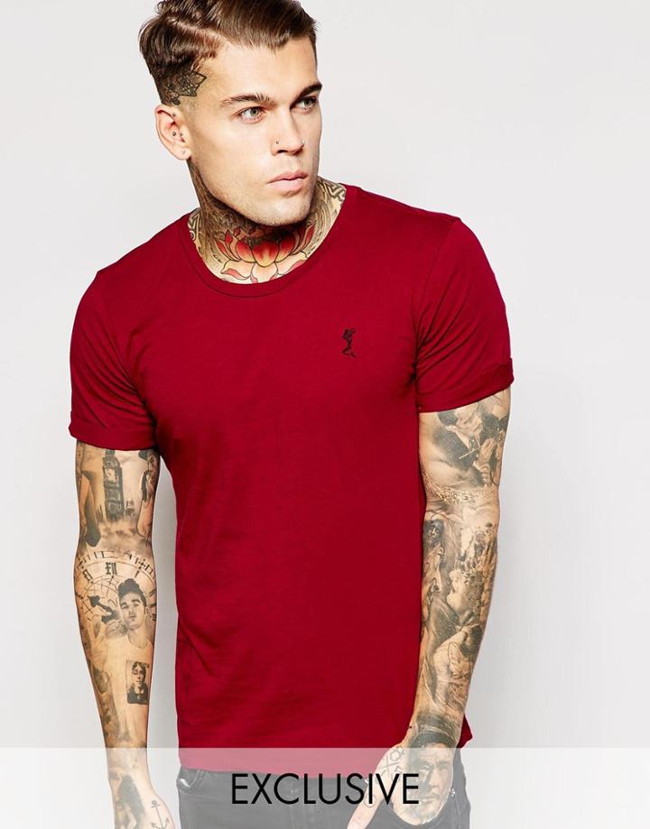 Religion T-shirt With Rolled Sleeves - Oxblood