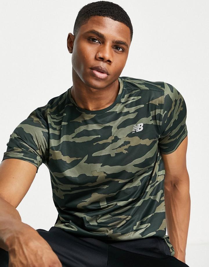 New Balance Accelerate T-shirt In Camo Print-green