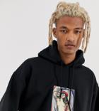 Reclaimed Vintage Oversized Hoodie With Embroidered Art Patch - Black