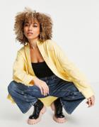 Topshop Boyfriend Long Sleeve Poplin Shirt In Lemon-yellow