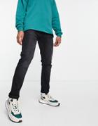 Pull & Bear Slim Fit Jeans With Rips In Black
