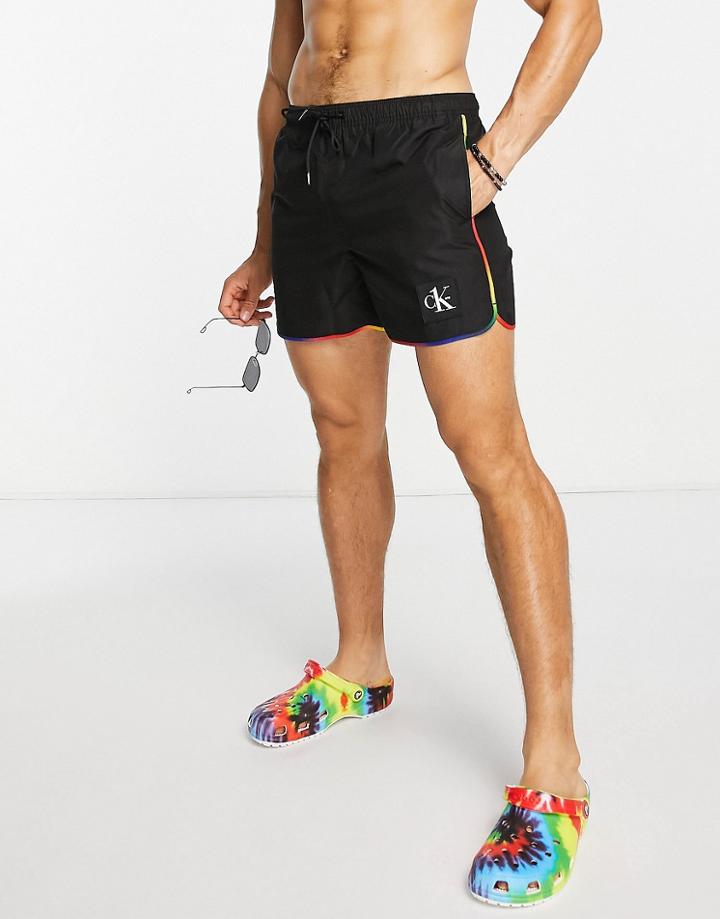 Calvin Klein Small Icon Logo Swim Shorts In Black
